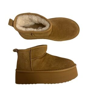 Tan Suede Platform Boots